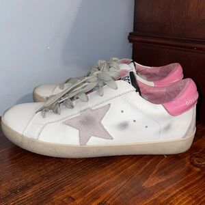 Golden goose superstar white and pink
